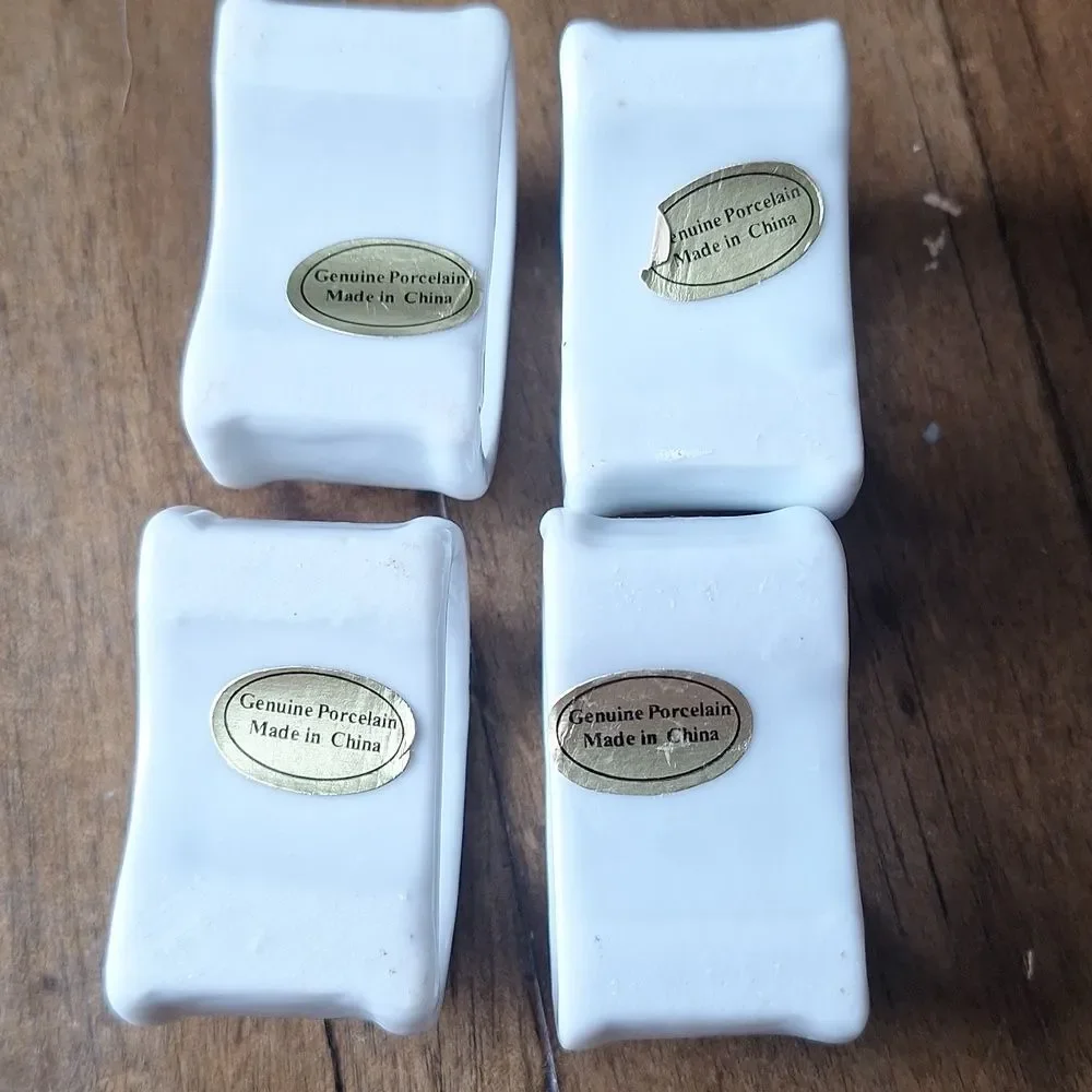 Vintage Floral Porcelain Napkin Rings Set Of 4